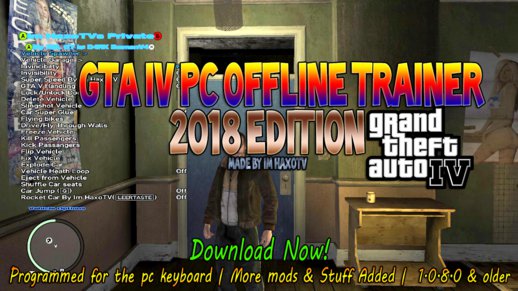 GTA 4 2018 Script Trainer Online/Offline By Im HaxoTV